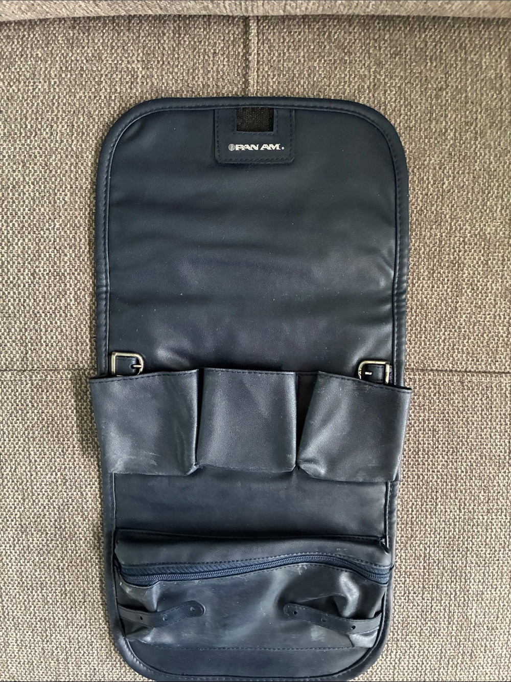 Pan Am Navy Blue vegan Leather Toiletry Roll Organizer